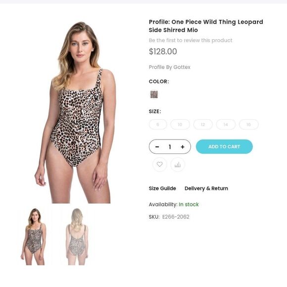 NEW WITH TAGS GOTTEX PROFILE WILD THING SWIMSUIT IN‎ LEOPARD PRINT - Picture 1 of 11